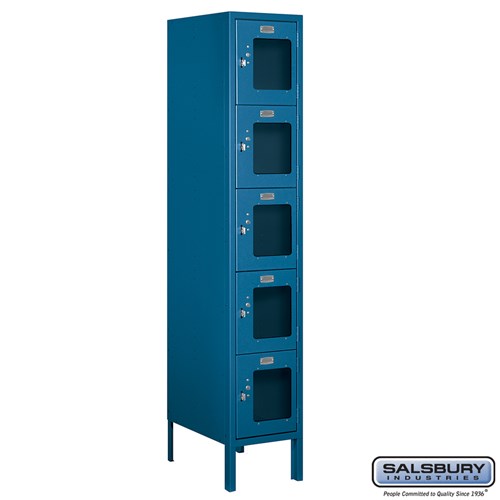 12" Wide Five Tier Box Style See-Through Metal Locker - 1 Wide - 5 Feet High - 18 Inches Deep