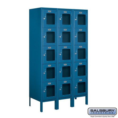 12" Wide Five Tier Box Style See-Through Metal Locker - 3 Wide - 5 Feet High - 15 Inches Deep