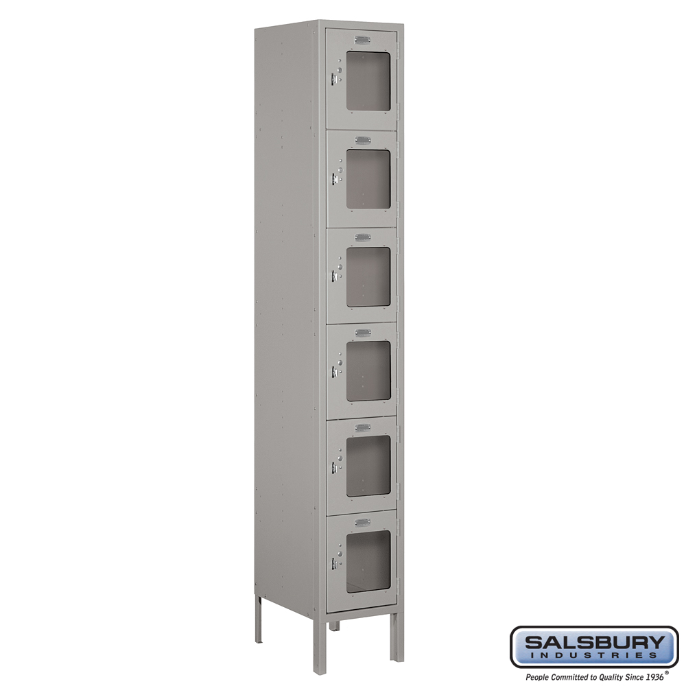 See-Through Metal Locker - Six Tier Box Style - 1 Wide - 6 Feet High - 15 Inches Deep - Choose Color