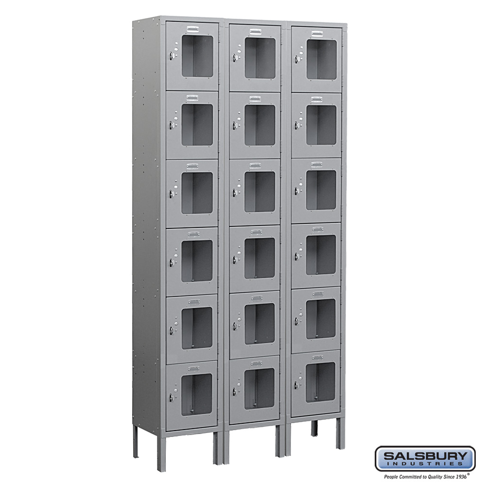 See-Through Metal Locker - Six Tier Box Style - 3 Wide - 6 Feet High - 12 Inches Deep - Choose Color